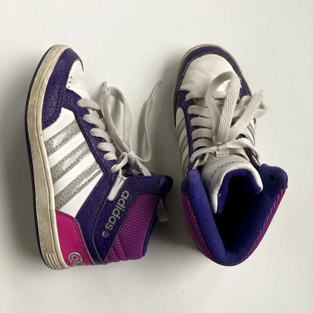 Adidas High Top Sneakers - Purple Pink Silver Glitter - 11.5